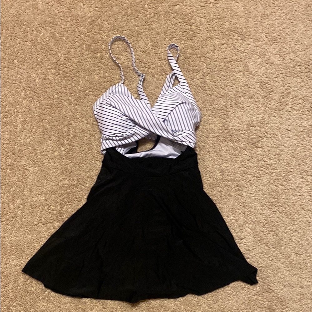 Striped Black and White Swimsuit